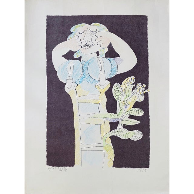 Modern Naftali Bezem, Israeli Surrealist Judaica Abstract Lithograph Naftali Bezem For Sale - Image 3 of 7
