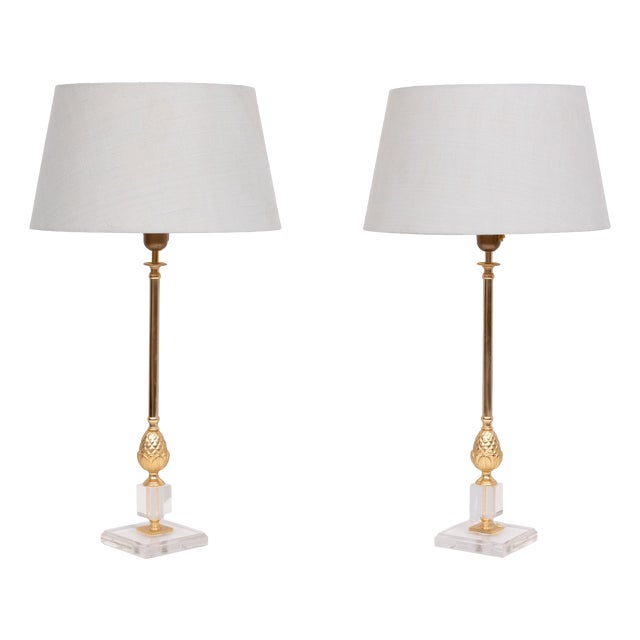 Hollywood Regency Pineapple Table Lamps, Denmark, 1970s, Set of 2 For Sale