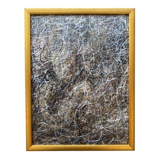 1980s Postmodern Abstract Painting on Board in Gold Leaf Frame For Sale