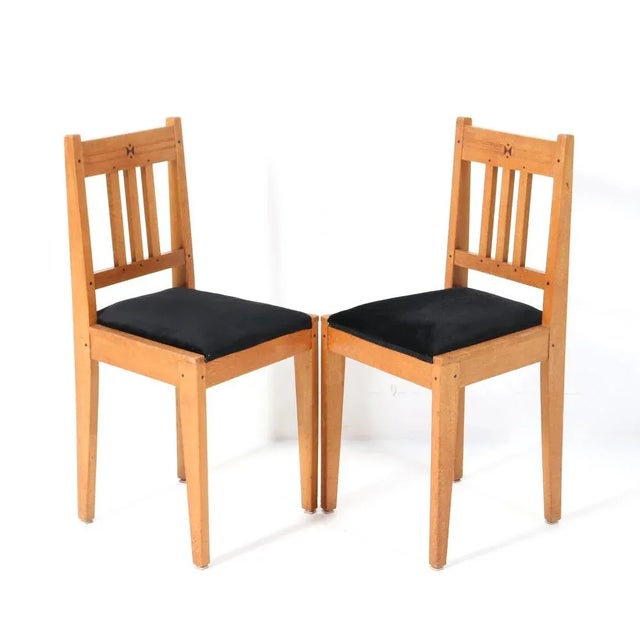 Set of Arts & Crafts Art Nouveau Oak Side Chairs by Jac. Van Den Bosch, 1904 For Sale - Image 9 of 9