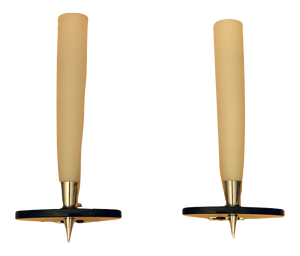 Mid-Century Wall Lights in Satin Glass, Crystal and Chromed Brass, Set of 2