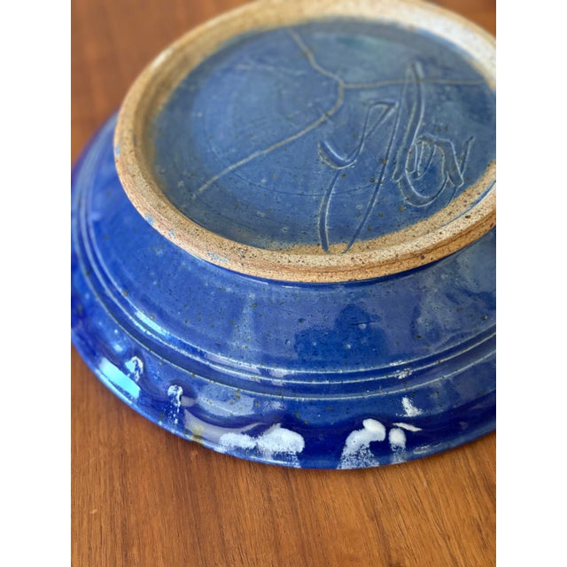 Blue Vintage Signed Studio Pottery Cobalt Blue Centerpiece Bowl For Sale - Image 8 of 8