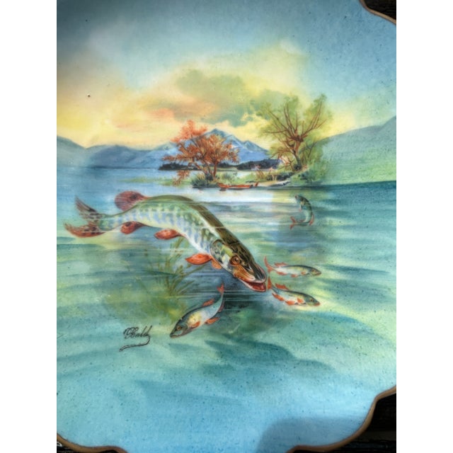 Mid 20th Century Limoges Handpainted and Signed Game Fish Porcelain Plates Set of 2 For Sale In Pittsburgh - Image 6 of 12