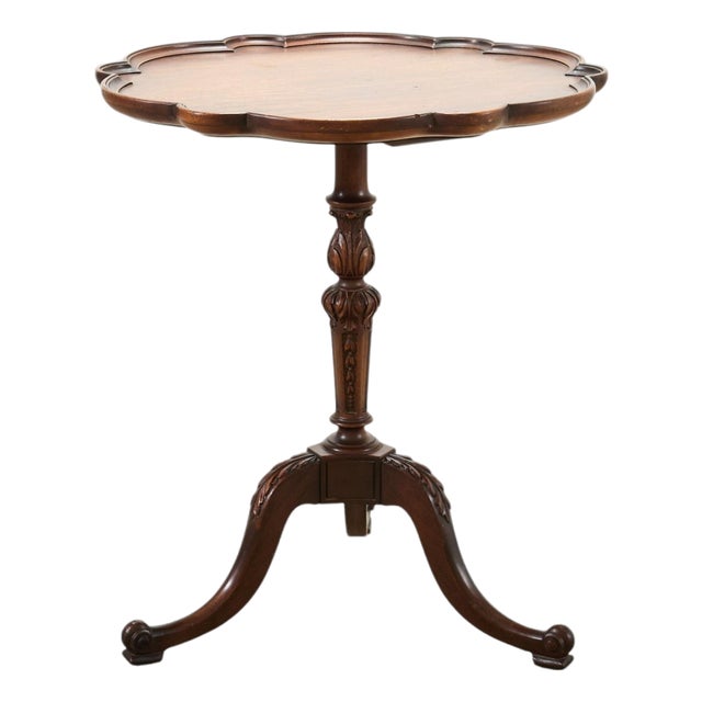 Georgian Style Carved Mahogany Pie Crust Tripod Drinks Table For Sale