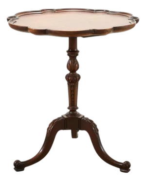 Georgian Style Carved Mahogany Pie Crust Tripod Drinks Table