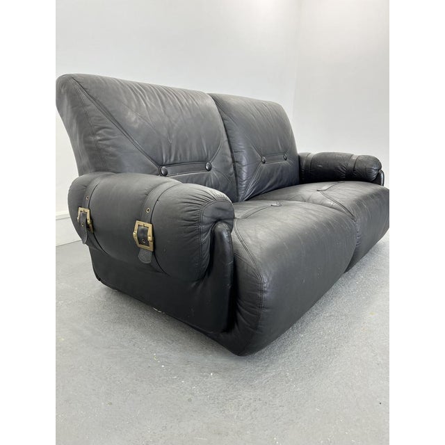 Modular Leather Black Sofa, 1960s For Sale - Image 4 of 14