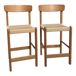 Teak Mid-Century Counter Stools - a Pair For Sale