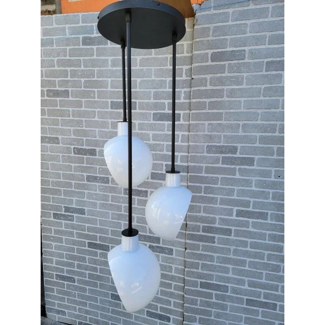 Edendale Angled Opal Hanging 3 Pendant Light Fixture For Sale - Image 4 of 8