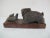 Stone Chinese Carved Brown Stone Dragon Turtle Facing Mother & Baby Figurine on Base For Sale - Image 7 of 7