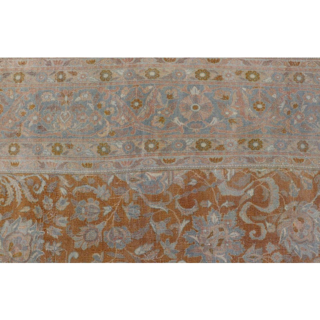 Antique Indian Amritsar Rug in Light Orange/Saffron, Pink, Light Blue & Green 9'10 X 13'3 For Sale - Image 14 of 17