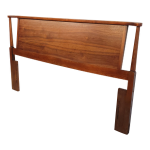 Slick Restored Walnut Original Mid Century Modern Queen Headboard