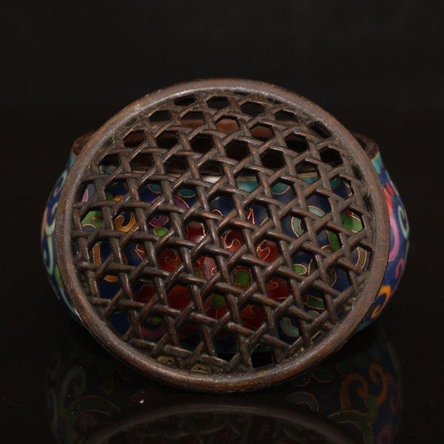 Late 19th Century Late 19th Century Cloisonné Enamel Floral Incense Burner With Pierced Lid For Sale - Image 5 of 8