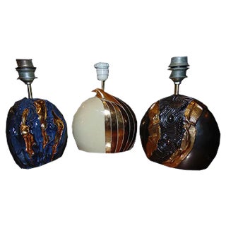 Ceramic Table Lamps by Georges Deliège, 1980s, Set of 3 For Sale