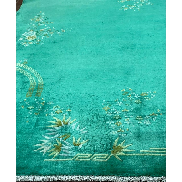 Art Deco Antique Art Deco Chinese Oriental Carpet, 7'10" X 9'1" For Sale - Image 3 of 14