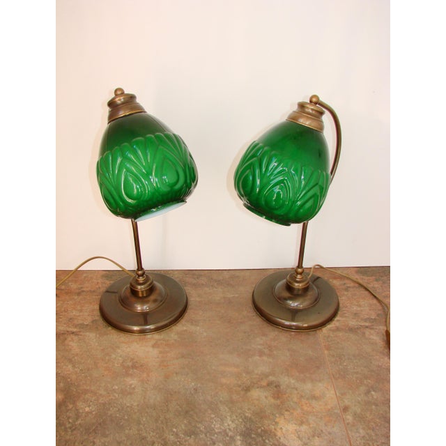 Mid-Century Modern Modern Table Lamps in Brass and Glass, 1980s, Set of 2 For Sale - Image 3 of 9
