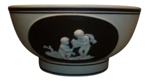 1810 Jasperware Chocolate Brown Dip Glaze Pottery Bowl