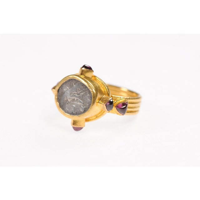 Antique Greek Coin Gold & Ruby Ring Size 7 For Sale - Image 10 of 12