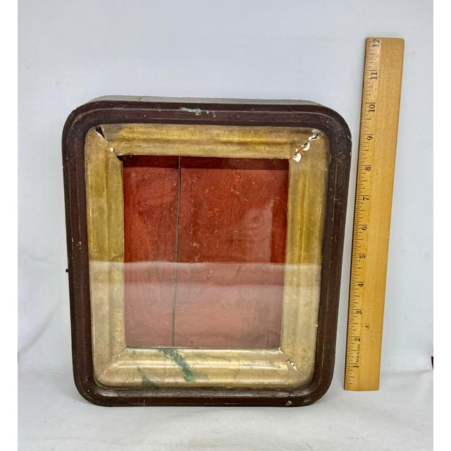 Early 1900s Russian Hinged Wooden Kiot Icon Case With Glass Front and Hanging Loop For Sale - Image 11 of 12