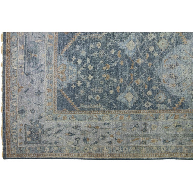2010s Modern Blue Tabriz Indian Wool Rug Handmade With Allover Pattern by Apadana For Sale - Image 5 of 9
