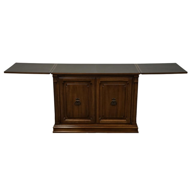 Wood Davis Cabinet Co. Solid Antique Walnut Italian Neoclassical Tuscan Style 80" Flip Top Server Buffet For Sale - Image 7 of 12