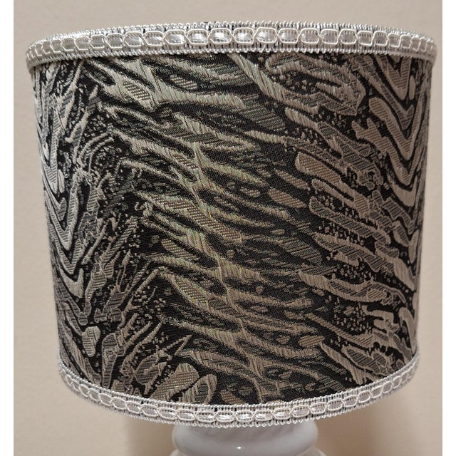 Textile Vintage Table Lamps with White Ceramic Base, 1980s, Set of 2 For Sale - Image 7 of 9