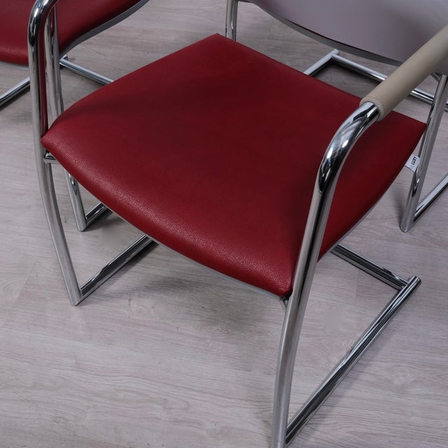 Air Jr Luxy Waiting Chairs in Gray and Burgundy Chrome Legs, Italy, Set of 3 For Sale - Image 18 of 18
