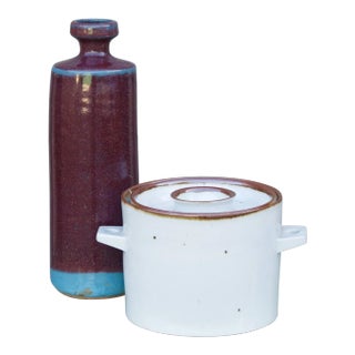 1960s Decorative Modern Glazed Scandinavian Vessels - a Pair For Sale