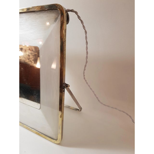 Metal Brass & Chrome Lit Mirror, 1930s For Sale - Image 7 of 11
