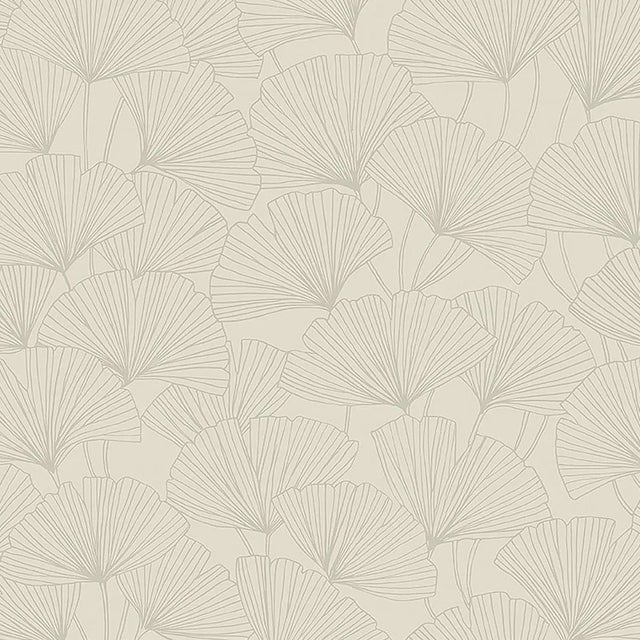 Sample - Borastapeter Ginkgo Wallpaper in Stone For Sale