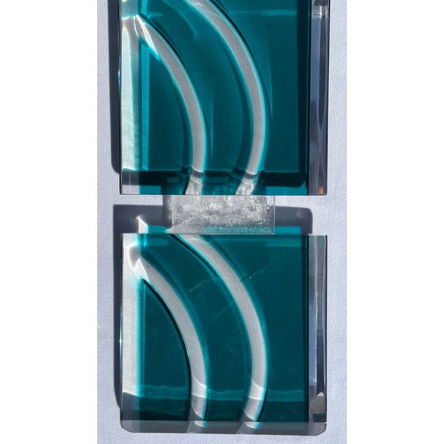 Vintage David Muniz 29" Lucite Art Sculpture Turquoise Blue & Clear Signed '02 For Sale - Image 9 of 16