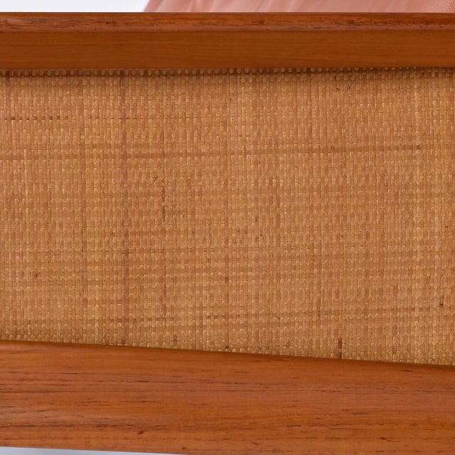 Danish Modern Teak Sofa With Caned Sides Restored in New Leather For Sale - Image 12 of 16