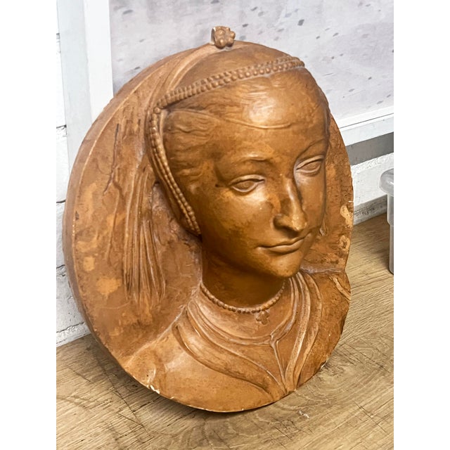 Traditional Share Terracotta Medallion of a Renaissance-Style Lady,19th Century For Sale - Image 3 of 8