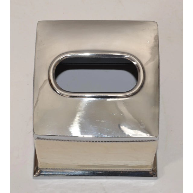 Vintage Capiz Shell Nickel Tissue Box Holder Boutique Box Tissue Paper Holder For Sale - Image 9 of 12