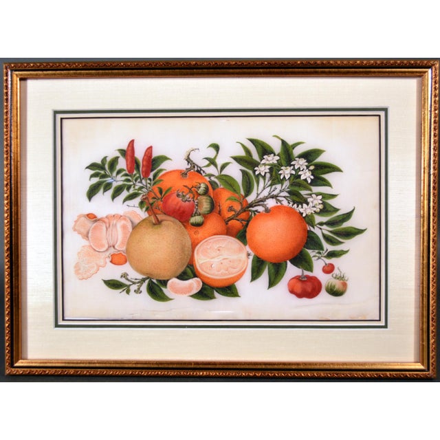 Sunqua China Trade Pith Paper Paintings, Set of Six Still Lifes of Fruit, Vegetables and Flowers For Sale - Image 4 of 7