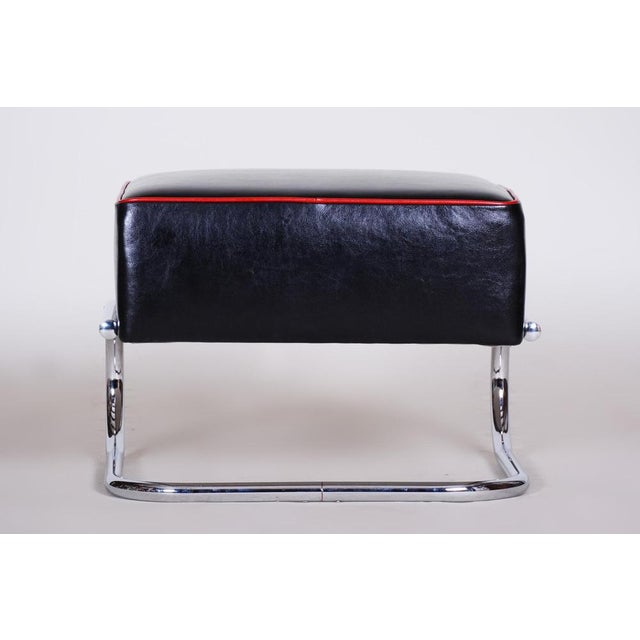 Bauhaus Stool in Leather and Chrome-Plated Steel from R. Slezák, Czech, 1930s For Sale - Image 9 of 10