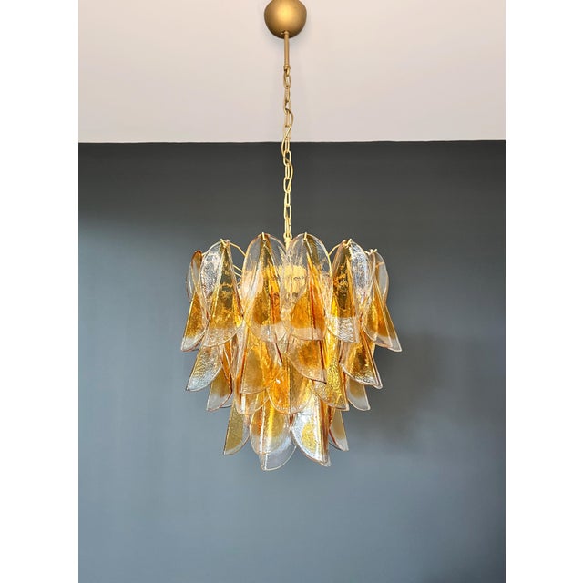 Vintage Italian Murano Chandelier with 41 Rondini Amber Glass, 1990s For Sale - Image 14 of 18