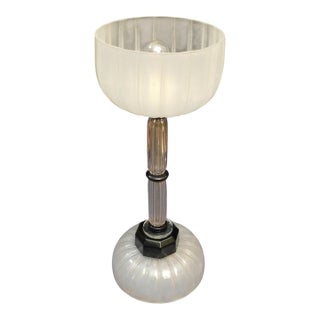 1960s Frosted and Clear Murano Glass Table Lamp For Sale