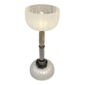 1960s Frosted and Clear Murano Glass Table Lamp