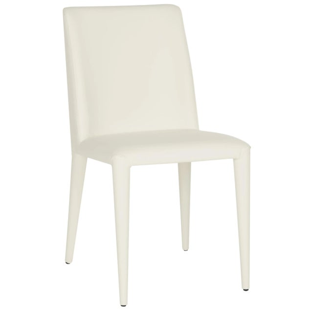 Modern 18'' Leather Side Chair in White - a Pair For Sale - Image 3 of 6