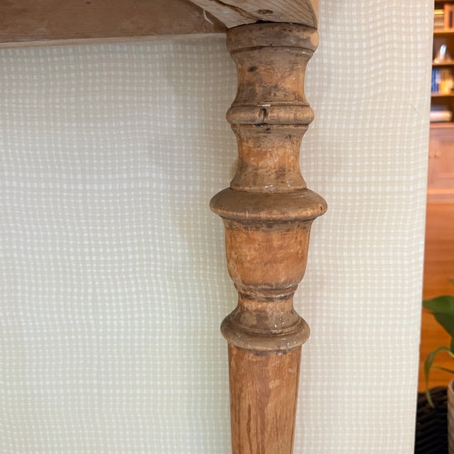 Wood Antique Swedish Pine Demi Lune For Sale - Image 7 of 9