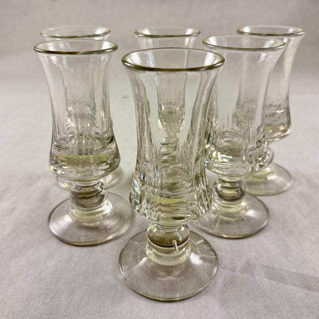 French Late 19th C French Hand Blown Absinthe Glasses, Set/6 For Sale - Image 3 of 12