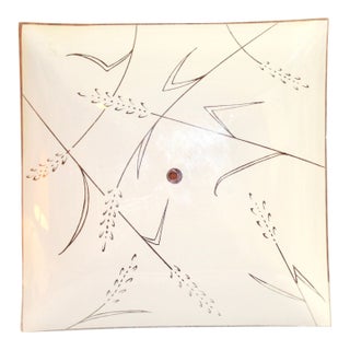 Vintage Square Glass Ceiling Light Shade | Wheat Grass Design For Sale