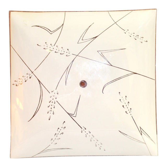 Vintage Square Glass Ceiling Light Shade | Wheat Grass Design For Sale