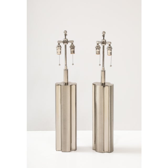 Mid-Century Modern Modernist Polished Chrome lamps by Laurel Lamp Company - a Pair For Sale - Image 3 of 9
