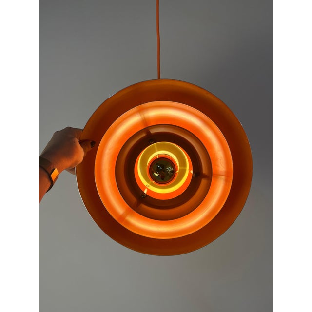 Gold Danish Gold Orange Slatted Lamp For Sale - Image 8 of 11