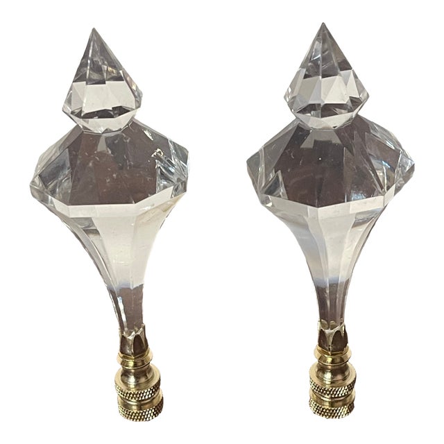 1960s Mid-Century Modern Lucite Lamp Finials - a Pair Pair Icecles For Sale