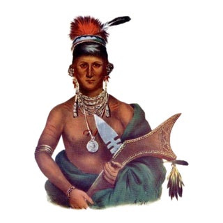 1933, North American Indian Portrait, a Sauk Chief, Original Vintage Native American Color Print For Sale