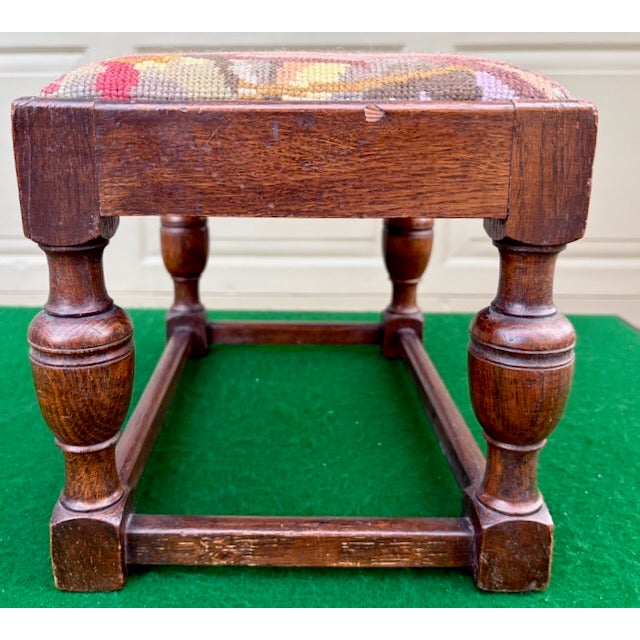 19th Century 19th Century English Needlepoint Footstool For Sale - Image 5 of 9