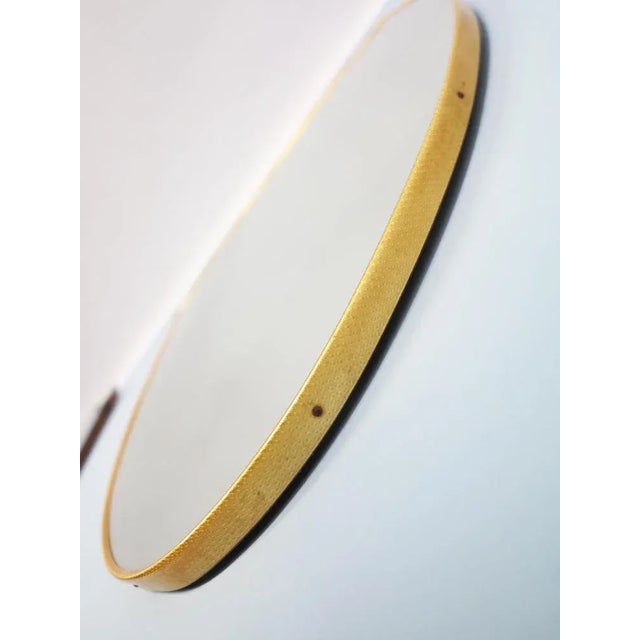 Shield-Shaped Mirror in Curved PVC with Brass Effect, 1950s For Sale - Image 4 of 6