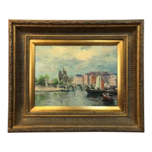 Early 20th Century European Scene Original Oil on Canvas Signed at the Bottom, Framed